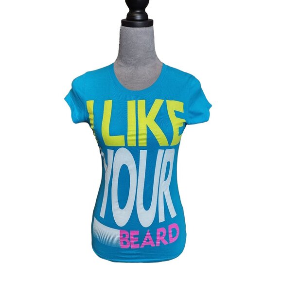 Decoded Womens Graphic Tee  I Like Your Beard Tshirt Short Sleeve Slim Fit Small - Picture 1 of 7